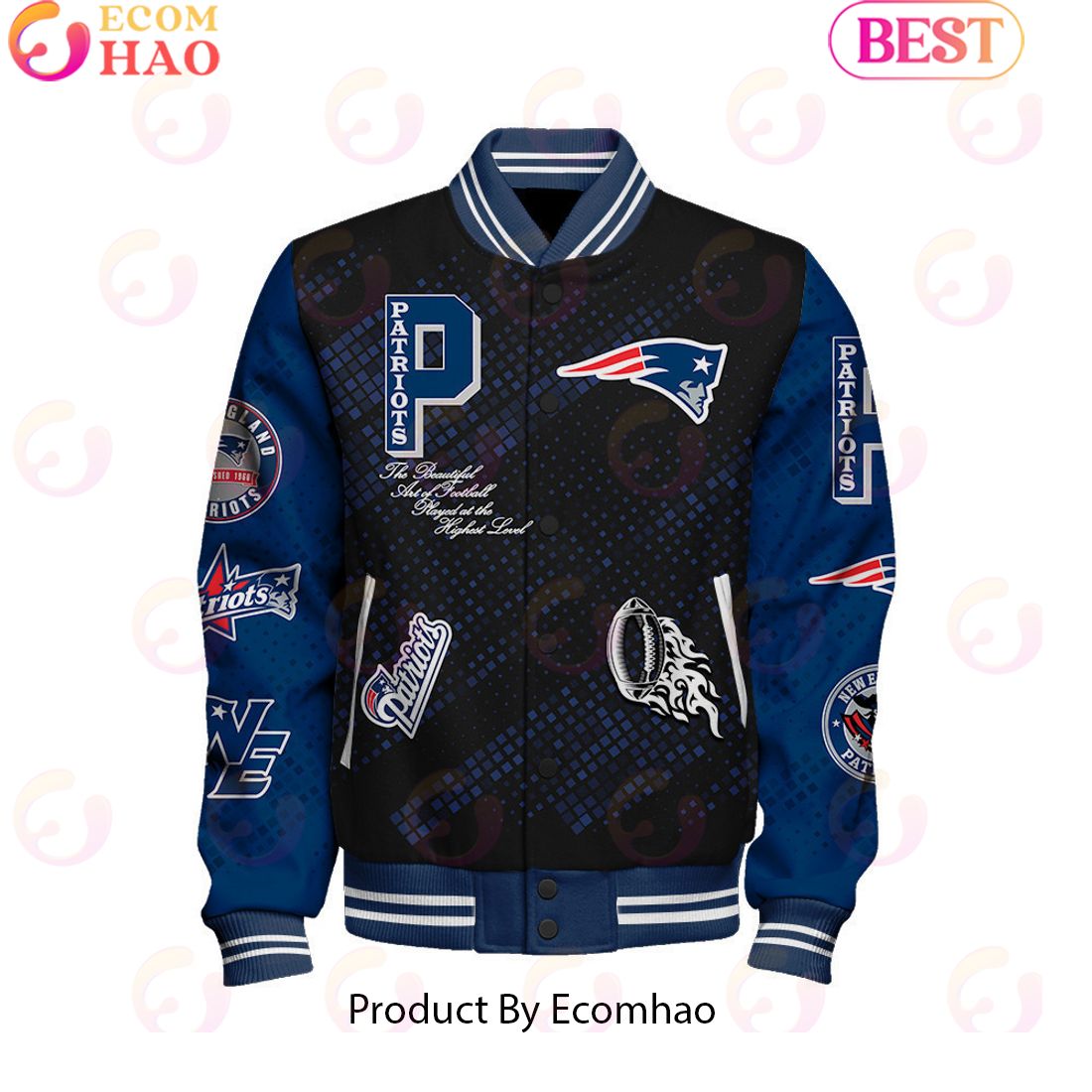 New England Patriots National Football League Pattern Baseball Jacket