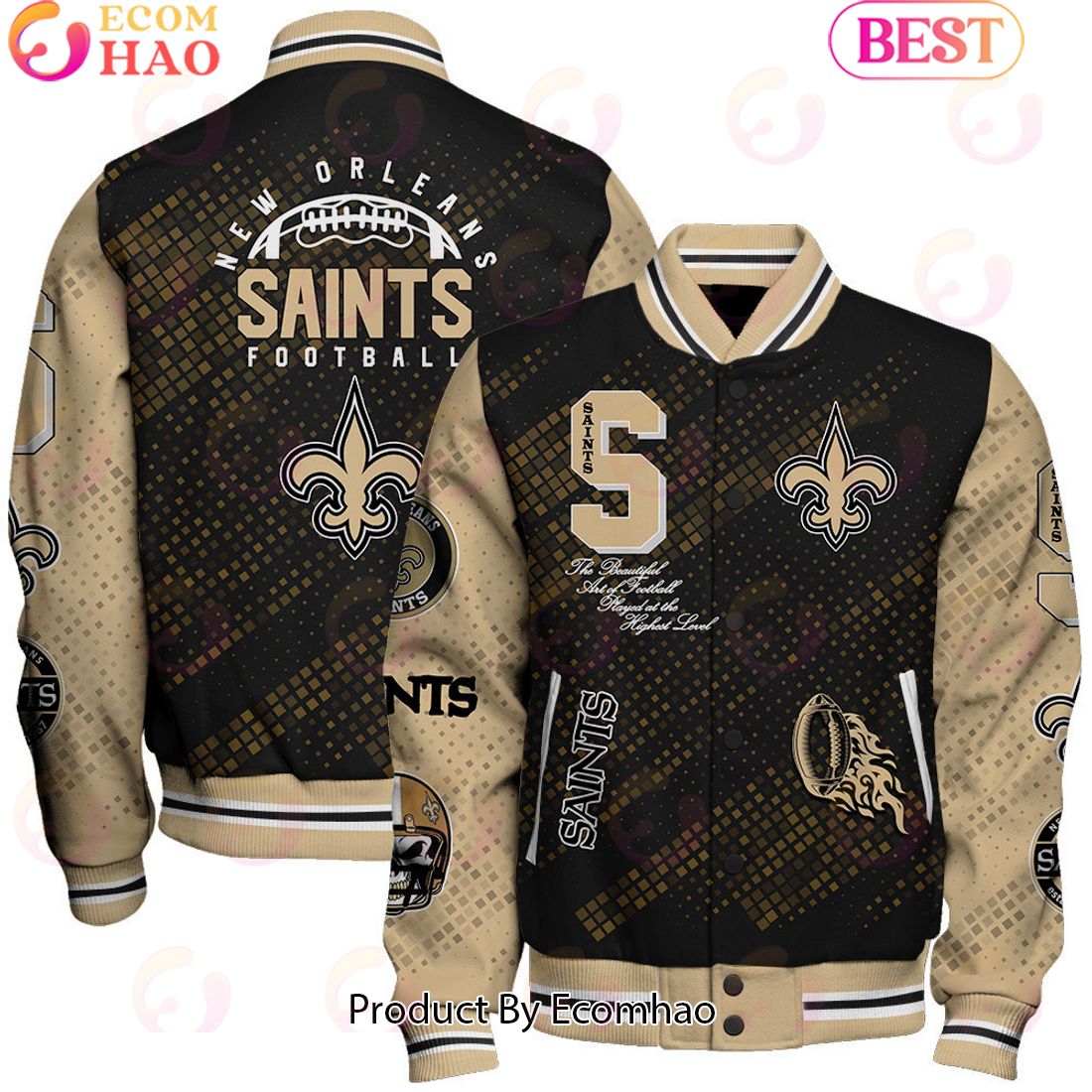 New Orleans Saints National Football League Pattern Baseball Jacket