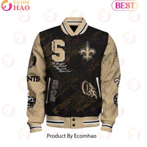 New Orleans Saints National Football League Pattern Baseball Jacket New Orleans Saints National Football League Pattern Baseball Jacket