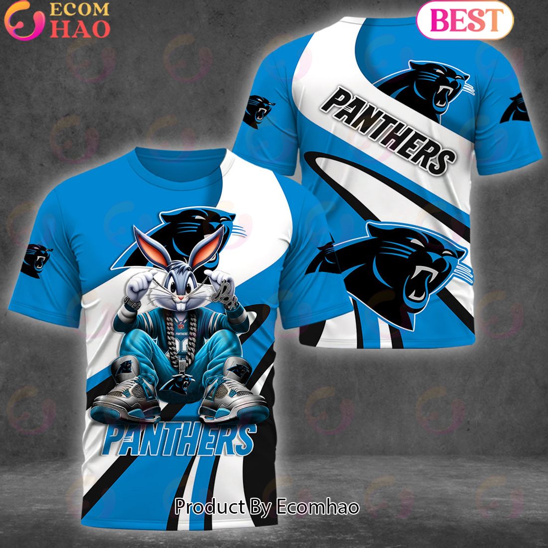 Custom Name NFL Carolina Panthers Bugs Bunny Sport Clothing 3D Hoodie