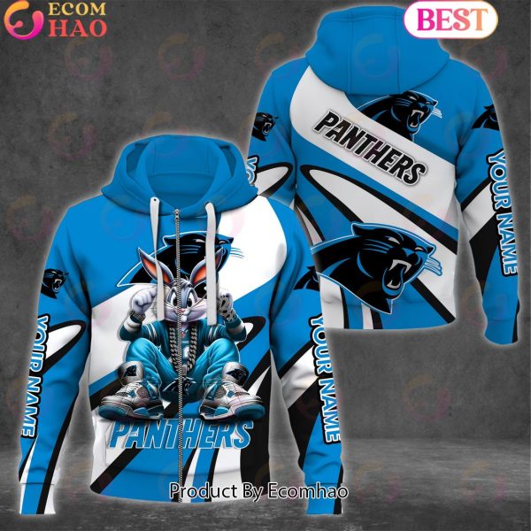 Custom Name NFL Carolina Panthers Bugs Bunny Sport Clothing 3D Hoodie