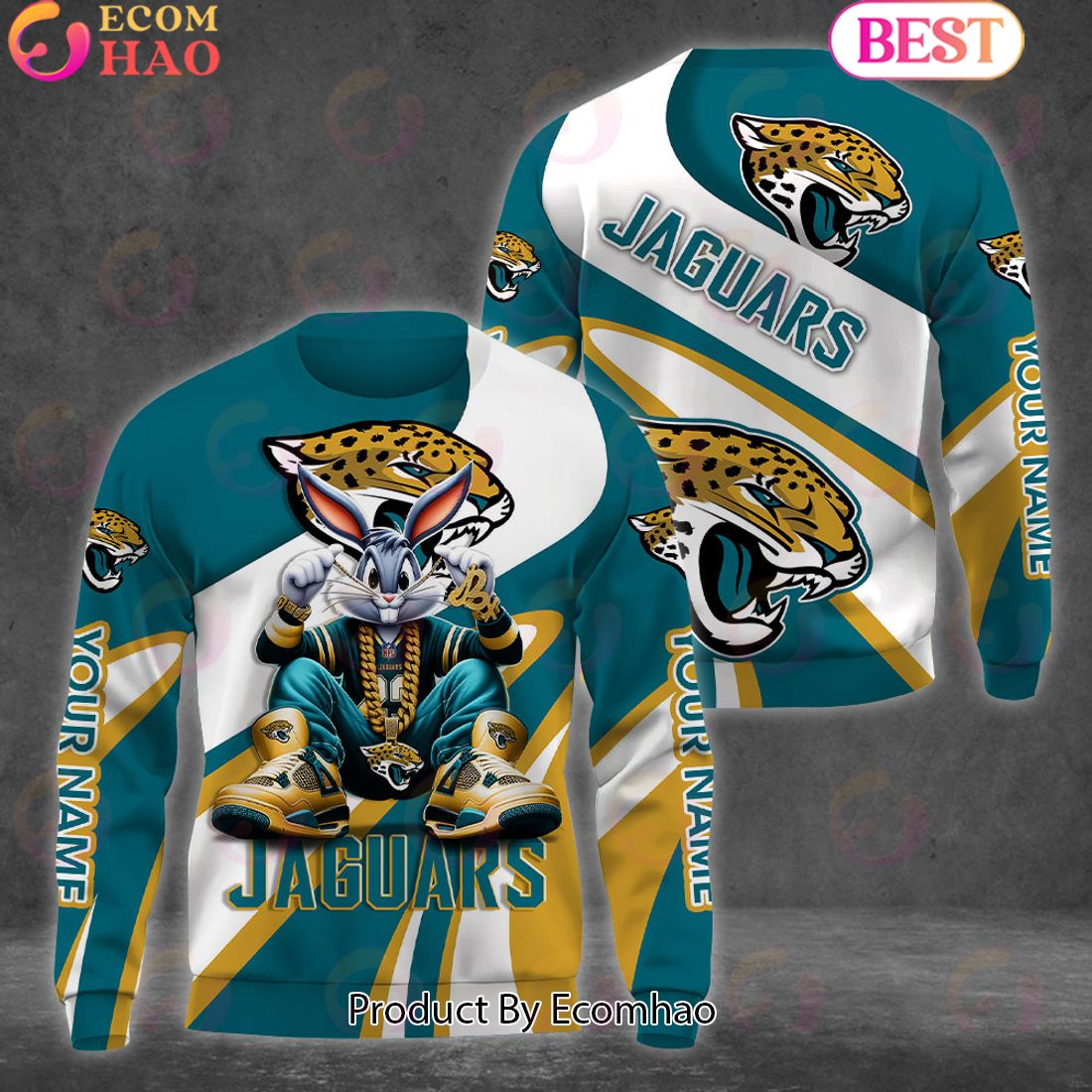 Custom Name NFL Jacksonville Jaguars Bugs Bunny Sport Clothing 3D Hoodie