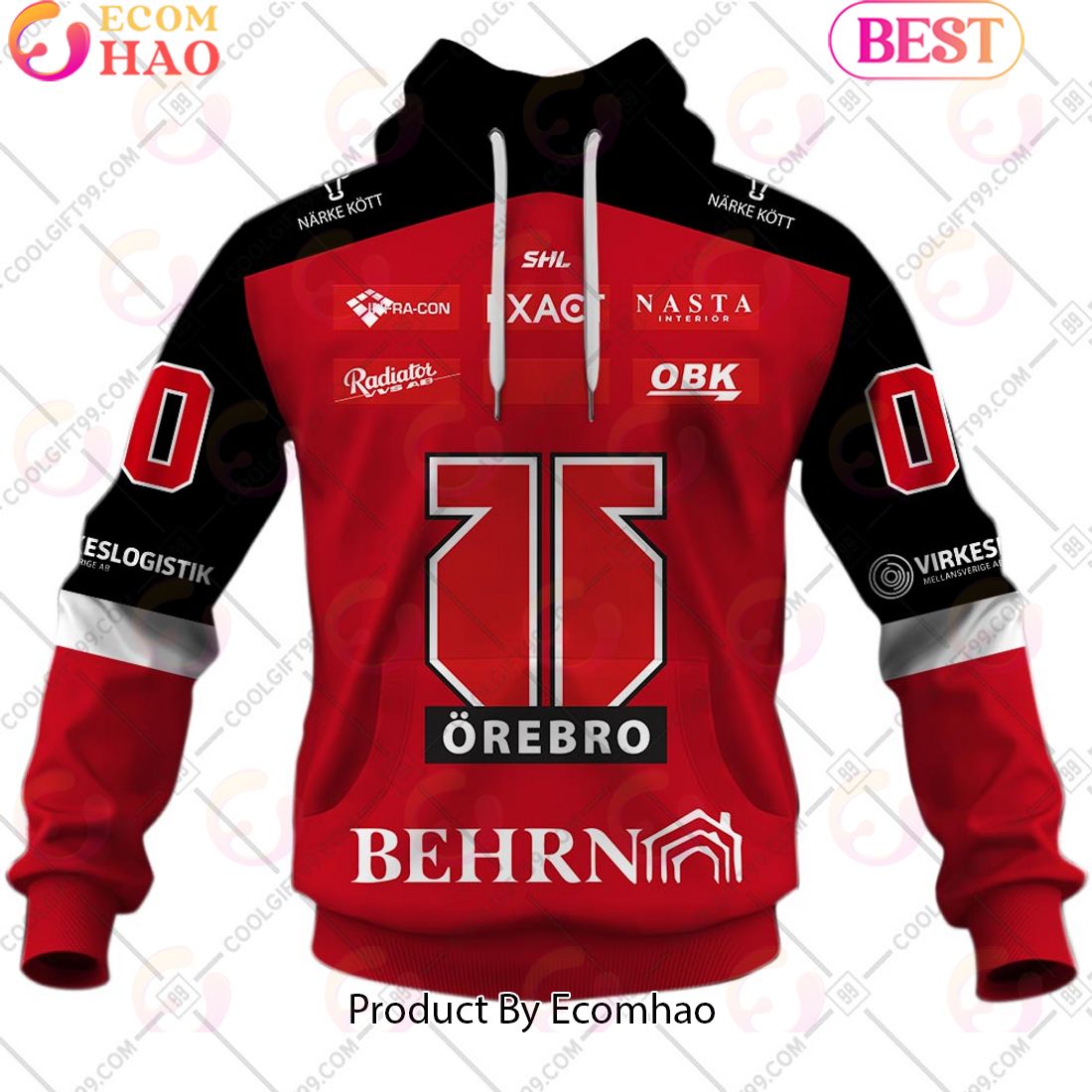 Custom Name And Number SHL Orebro HK Home Jersey Style 3D Hoodie