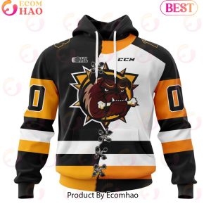 Custom OHL Brantford Bulldogs Mix Home And Away Jersey Personalized Letters Number Hoodie