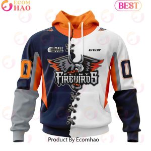 Custom OHL Flint Firebirds Mix Home And Away Jersey Personalized Letters Number Hoodie