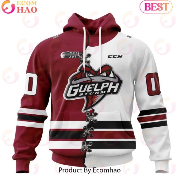 Custom OHL Guelph Storm Mix Home And Away Jersey Personalized Letters Number Hoodie