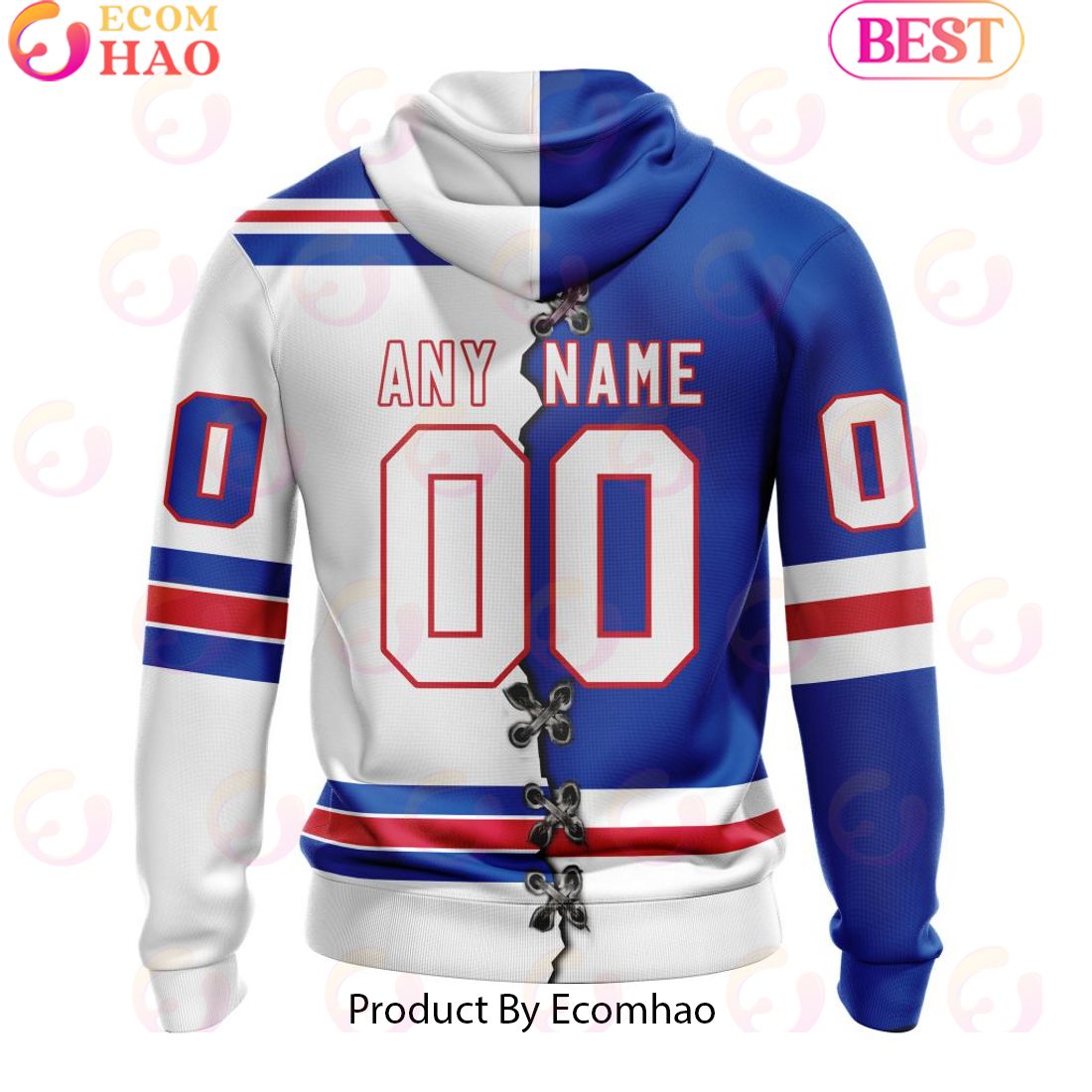 Custom OHL Kitchener Rangers Mix Home And Away Jersey Personalized Letters Number Hoodie