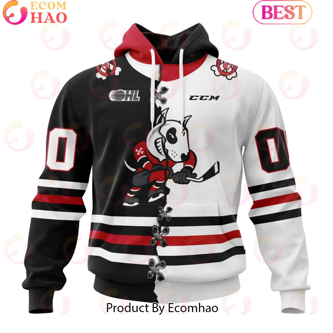 Custom OHL Oshawa Generals Mix Home And Away Jersey Personalized Letters Number Hoodie