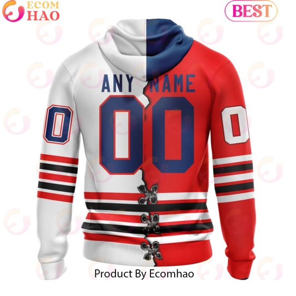 Custom OHL Oshawa Generals Mix Home And Away Jersey Personalized Letters Number Hoodie
