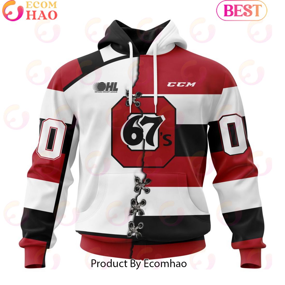 Custom OHL Saginaw Spirit Mix Home And Away Jersey Personalized Letters Number Hoodie