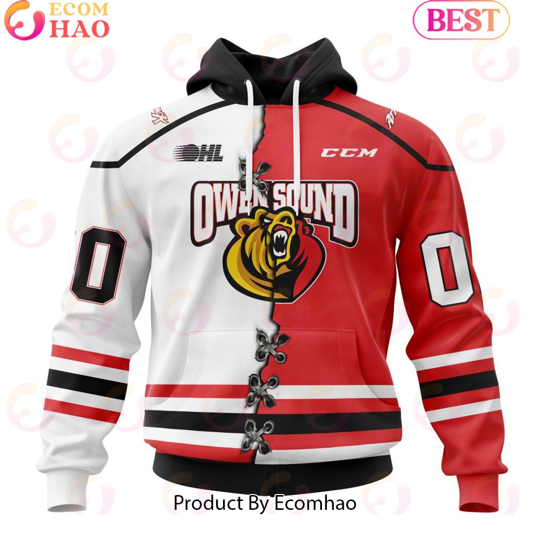 Custom OHL Owen Sound Attack Mix Home And Away Jersey Personalized Letters Number Hoodie