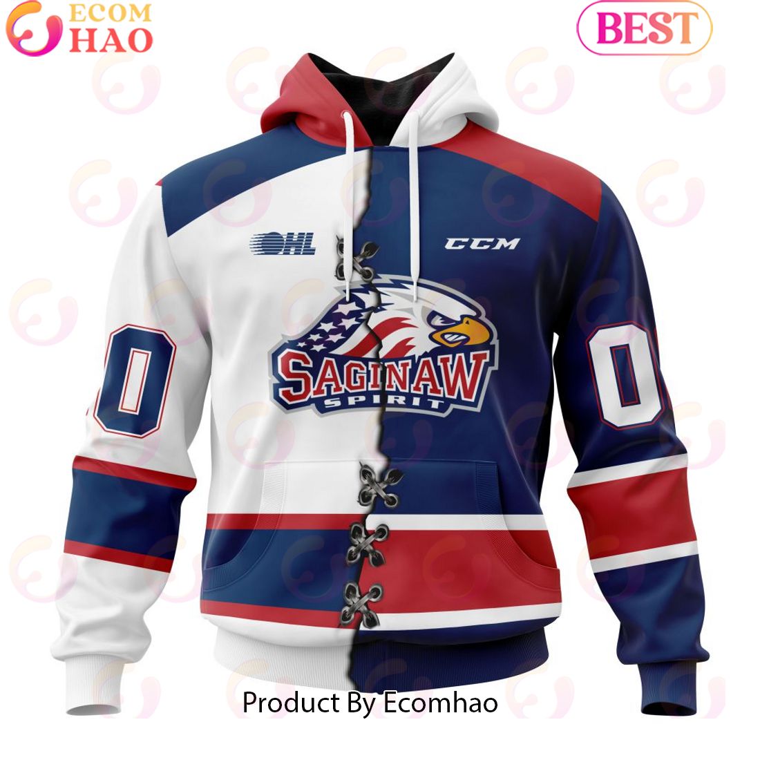 Custom OHL Sudbury Wolves Mix Home And Away Jersey Personalized Letters Number Hoodie