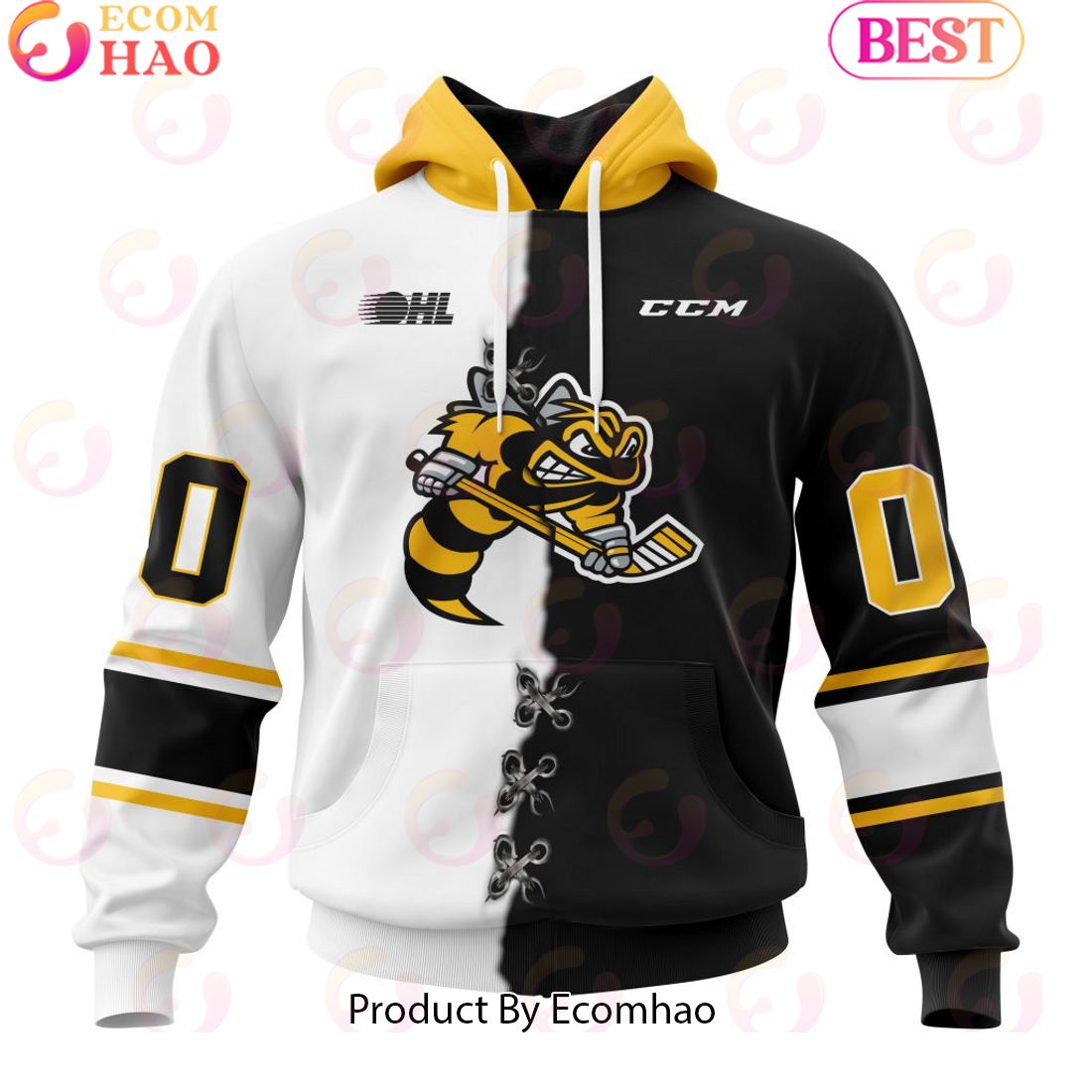 Custom OHL Sarnia Sting Mix Home And Away Jersey Personalized Letters Number Hoodie