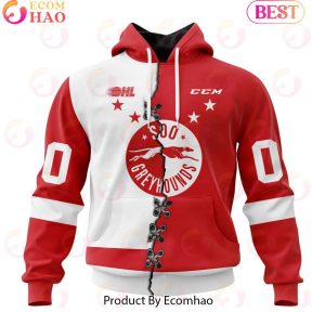 Custom OHL Sault Ste. Marie Greyhounds Mix Home And Away Jersey Personalized Letters Number Hoodie