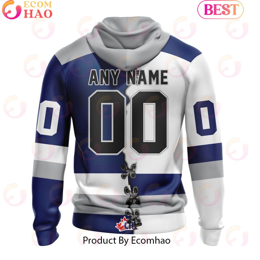 Custom OHL Sudbury Wolves Mix Home And Away Jersey Personalized Letters Number Hoodie