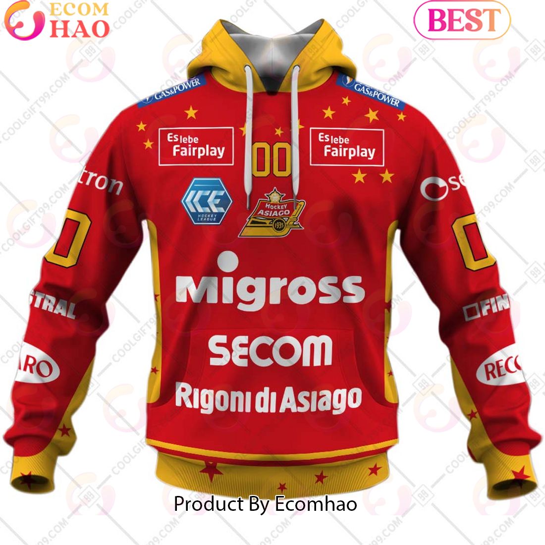 ICEHL Asiago Hockey 1935 Home Jersey Style 3D Hoodie