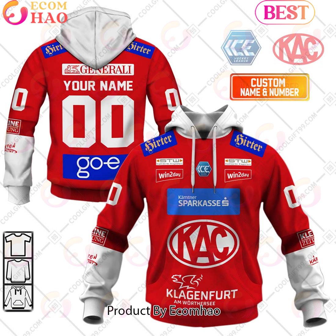 ICEHL EC KAC Home Jersey Style 3D Hoodie