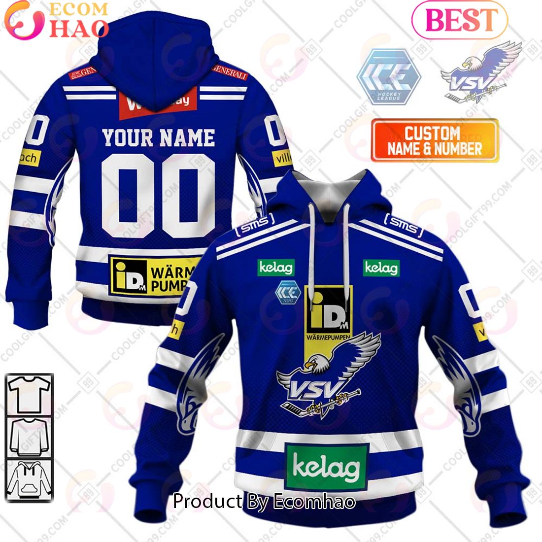 ICEHL EC VSV Home Jersey Style 3D Hoodie