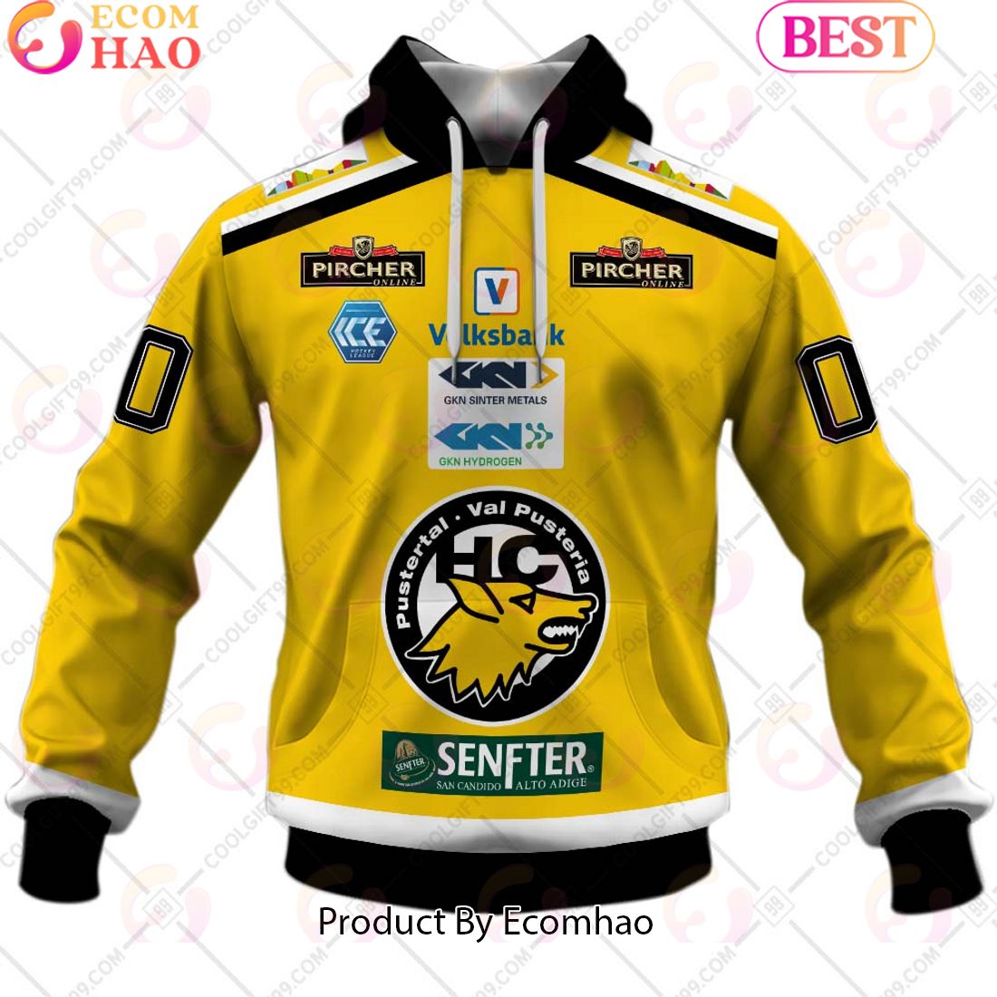 ICEHL HC Pustertal Wolfe Home Jersey Style 3D Hoodie