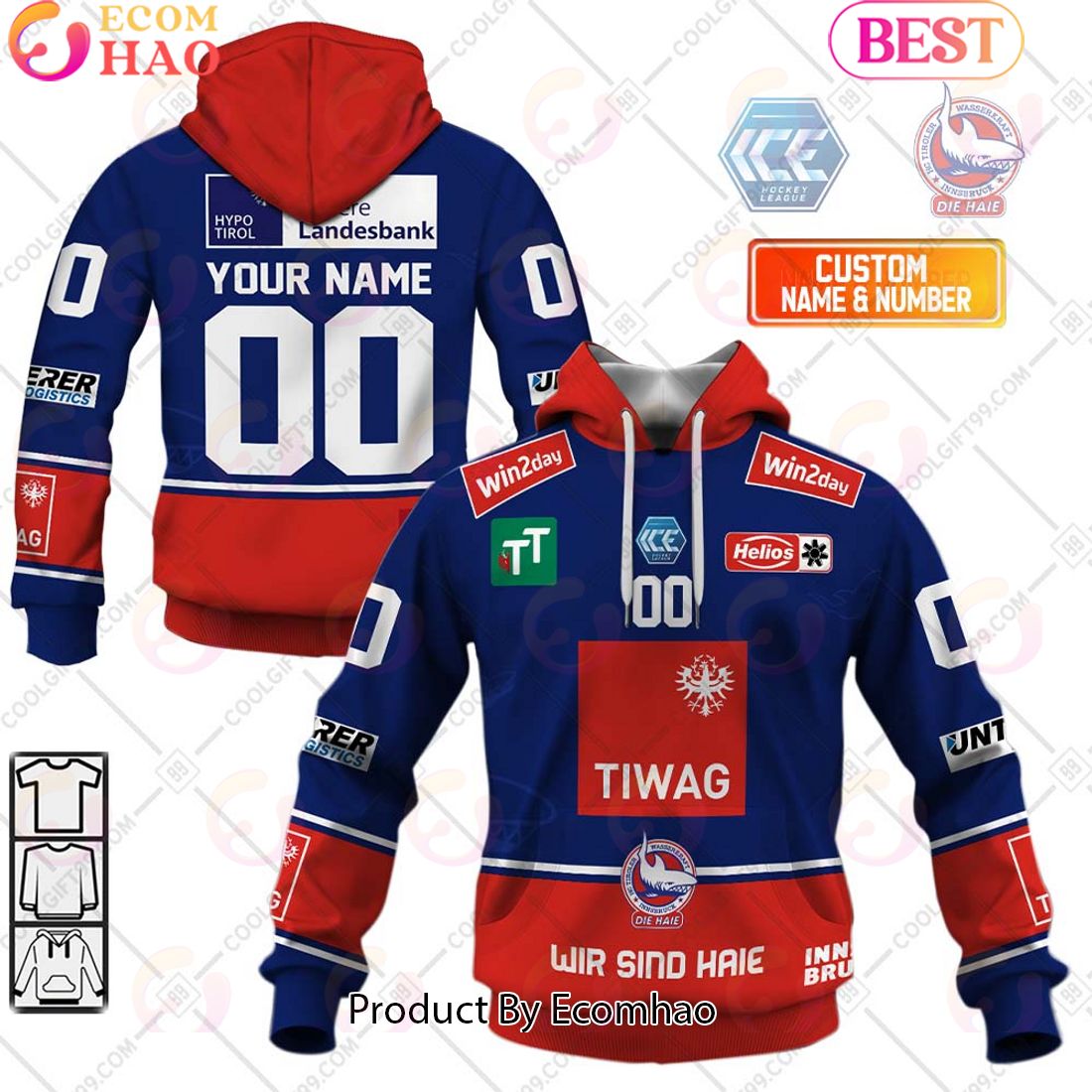 ICEHL HC TWK Innsbruck Home Jersey Style 3D Hoodie