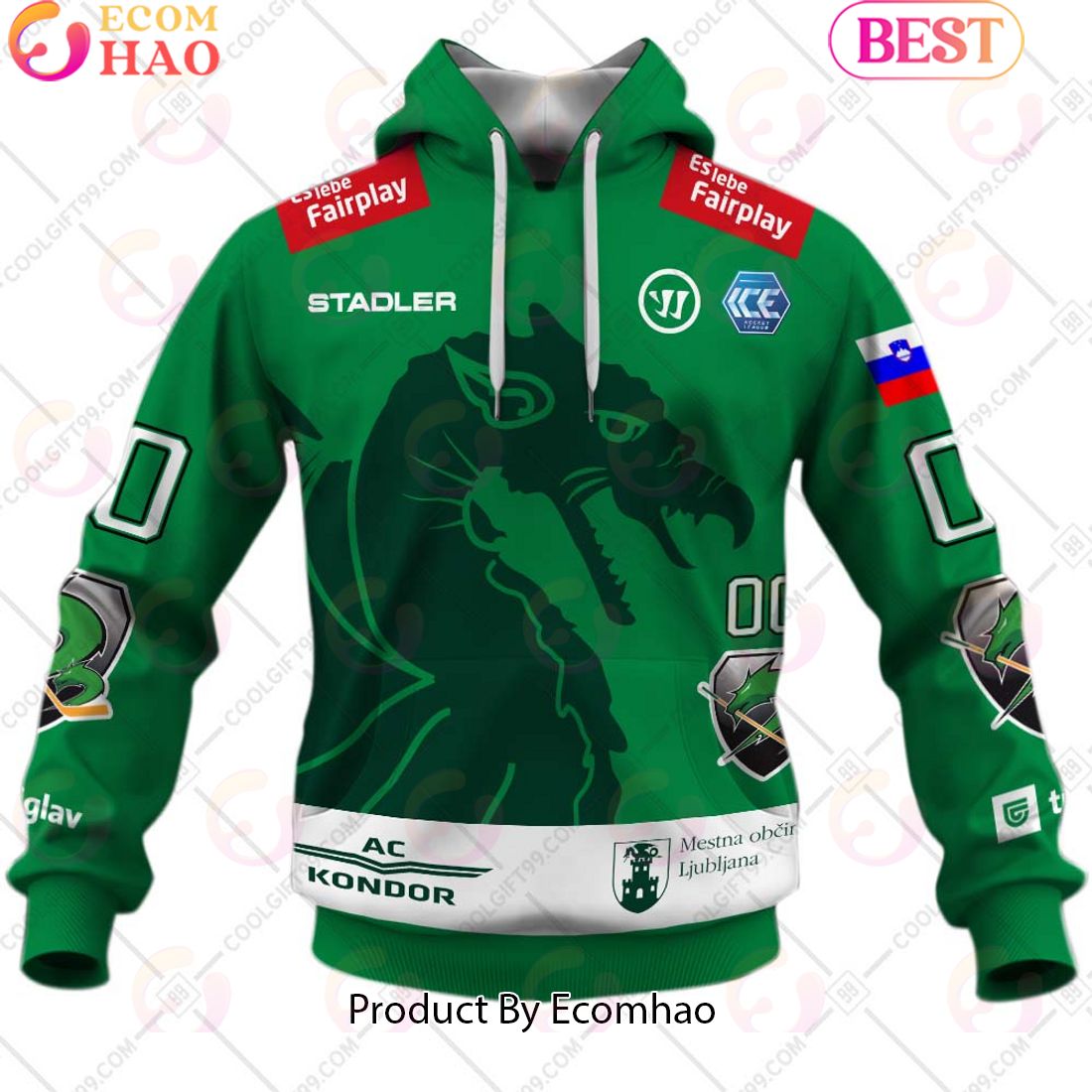 ICEHL HK Olimpija Home Jersey Style 3D Hoodie