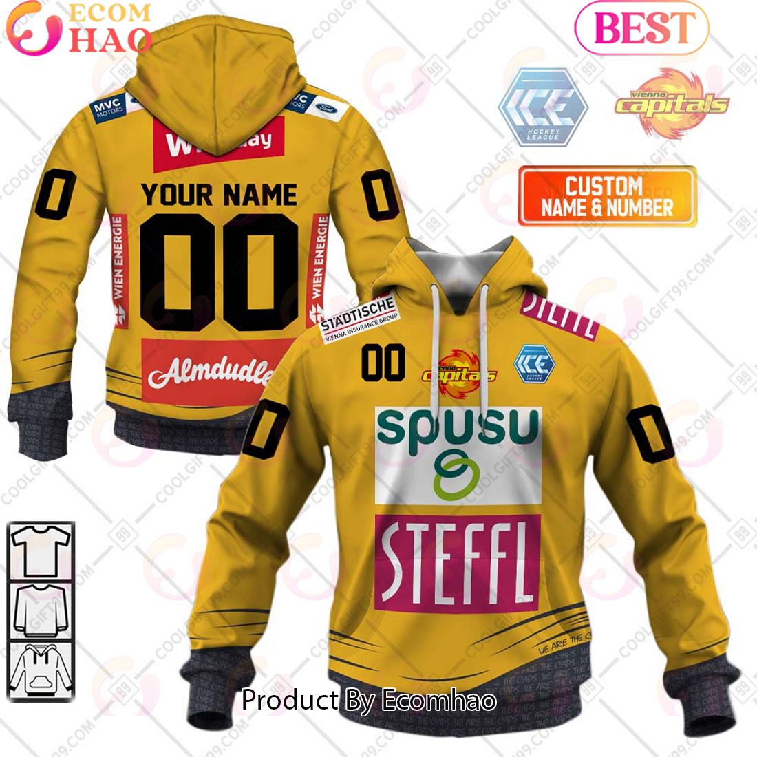 Deutsche Eishockey Liga Dusseldorfer EG Home Jersey Style 3D Hoodie