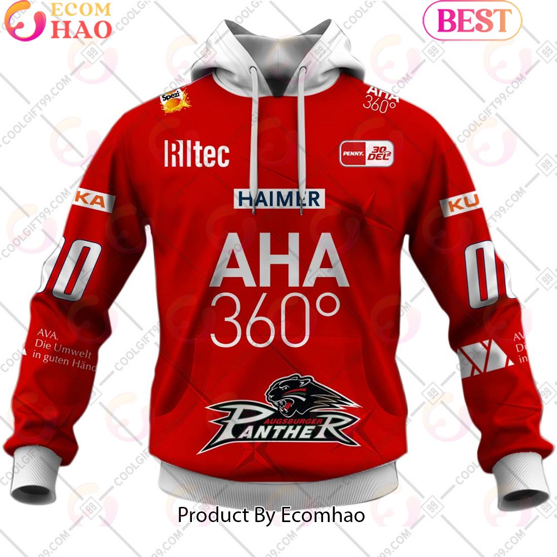 Deutsche Eishockey Liga Augsburger Panther Home Jersey Style 3D Hoodie