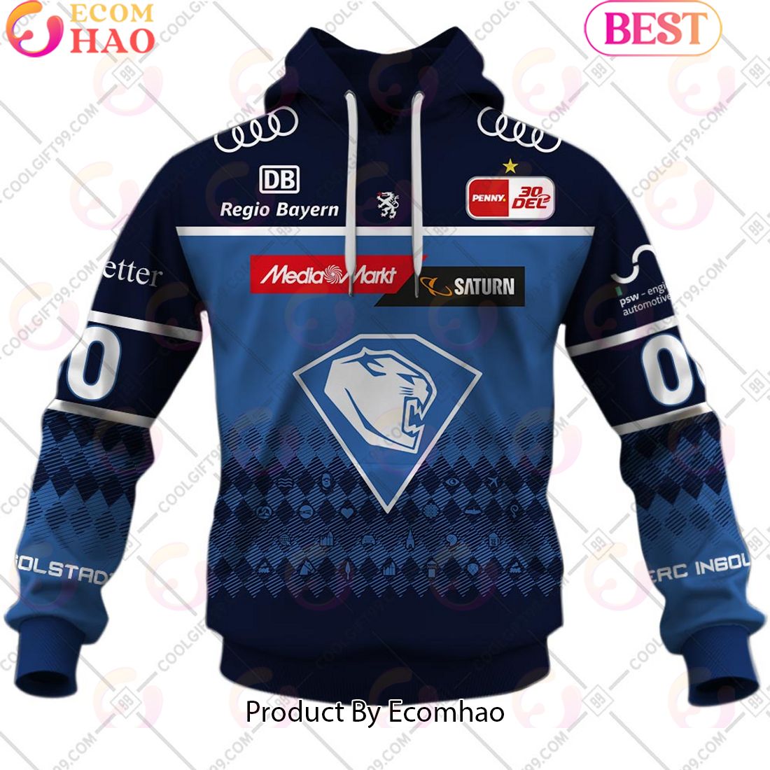 Deutsche Eishockey Liga ERC Ingolstadt Home Jersey Style 3D Hoodie