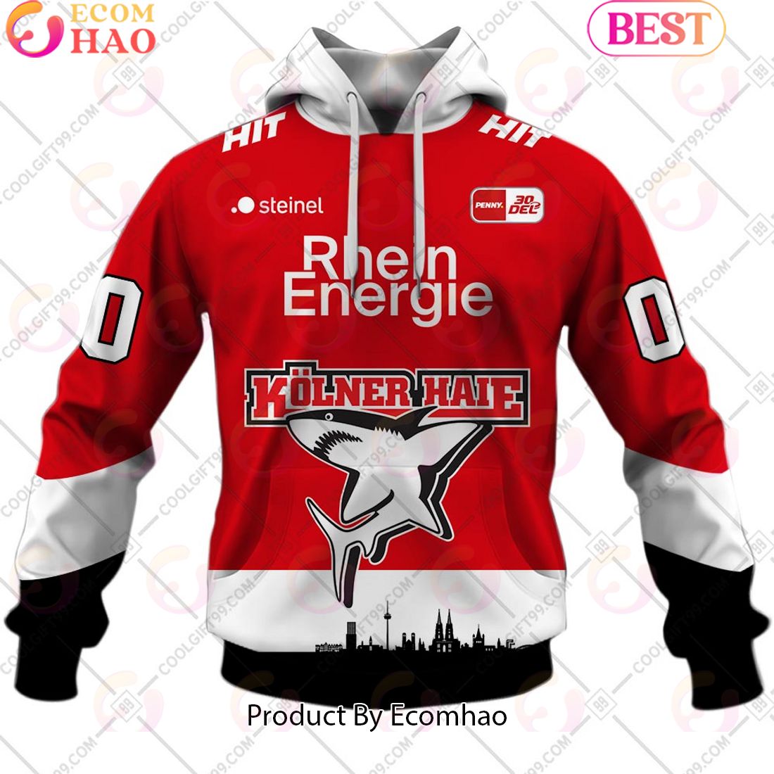 Deutsche Eishockey Liga Kolner Haie Home Jersey Style 3D Hoodie