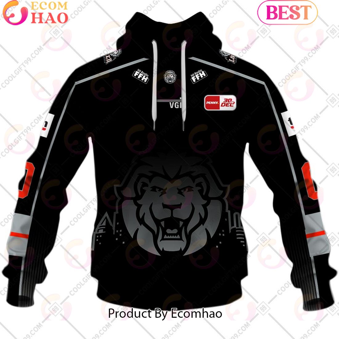 Deutsche Eishockey Liga Lowen Frankfurt Home Jersey Style 3D Hoodie