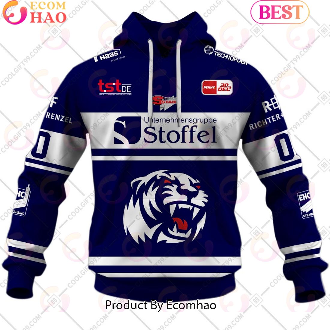 Deutsche Eishockey Liga Straubing Tigers Home Jersey Style 3D Hoodie