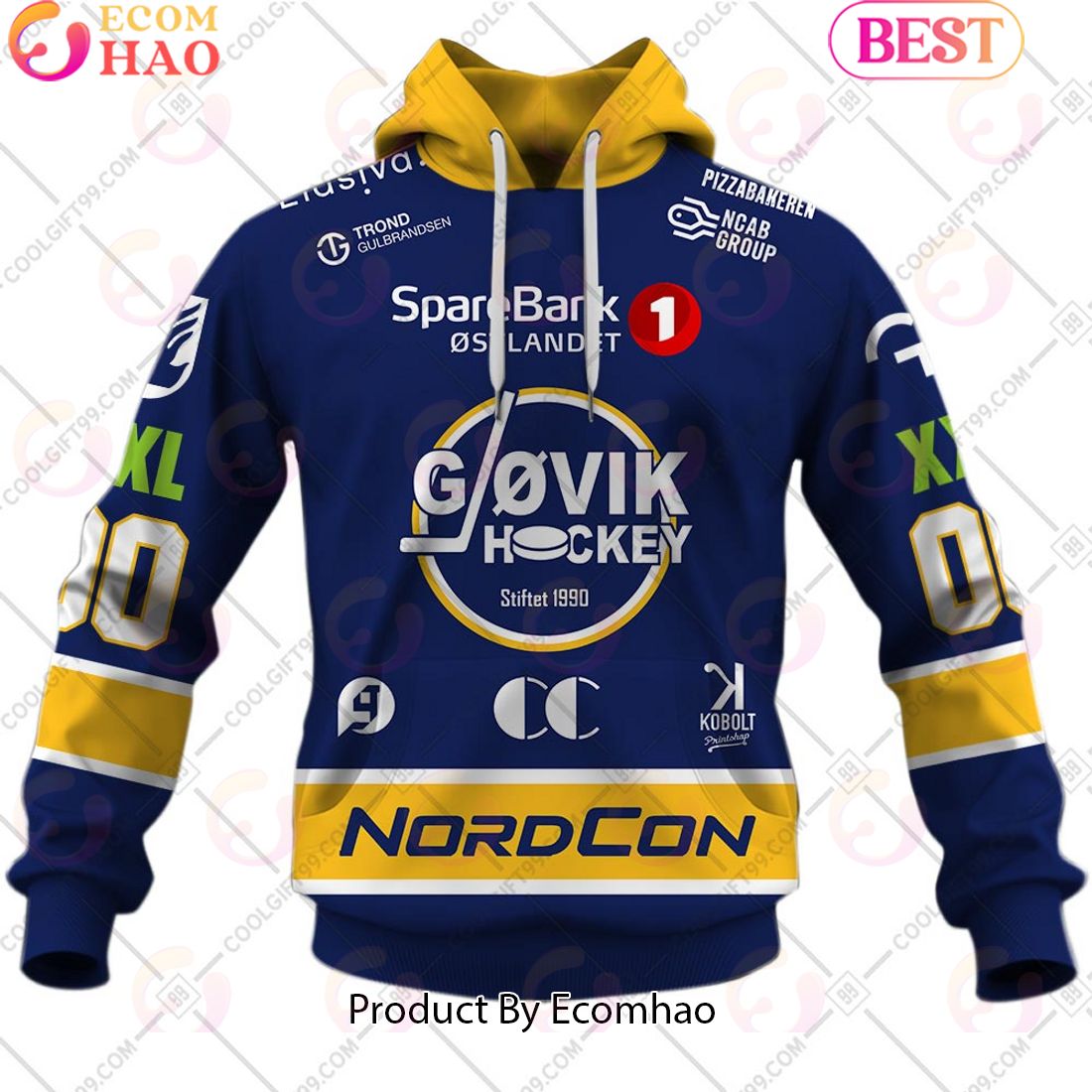 Personalized EHL Gjovik Hockey 2324 Home Jersey Style 3D Hoodie