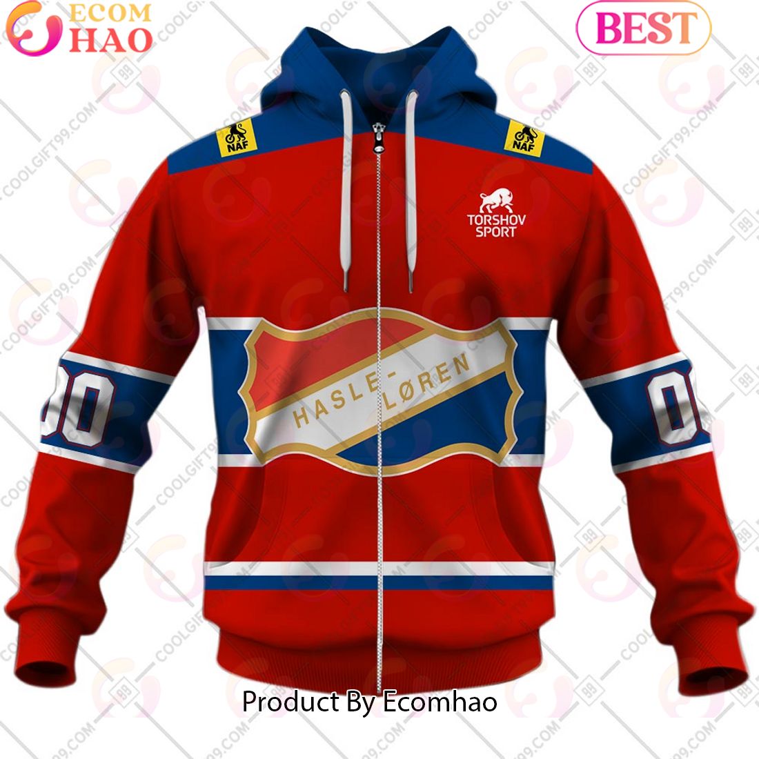 Personalized EHL Hasle Loren Ishockey 2324 Home Jersey Style 3D Hoodie