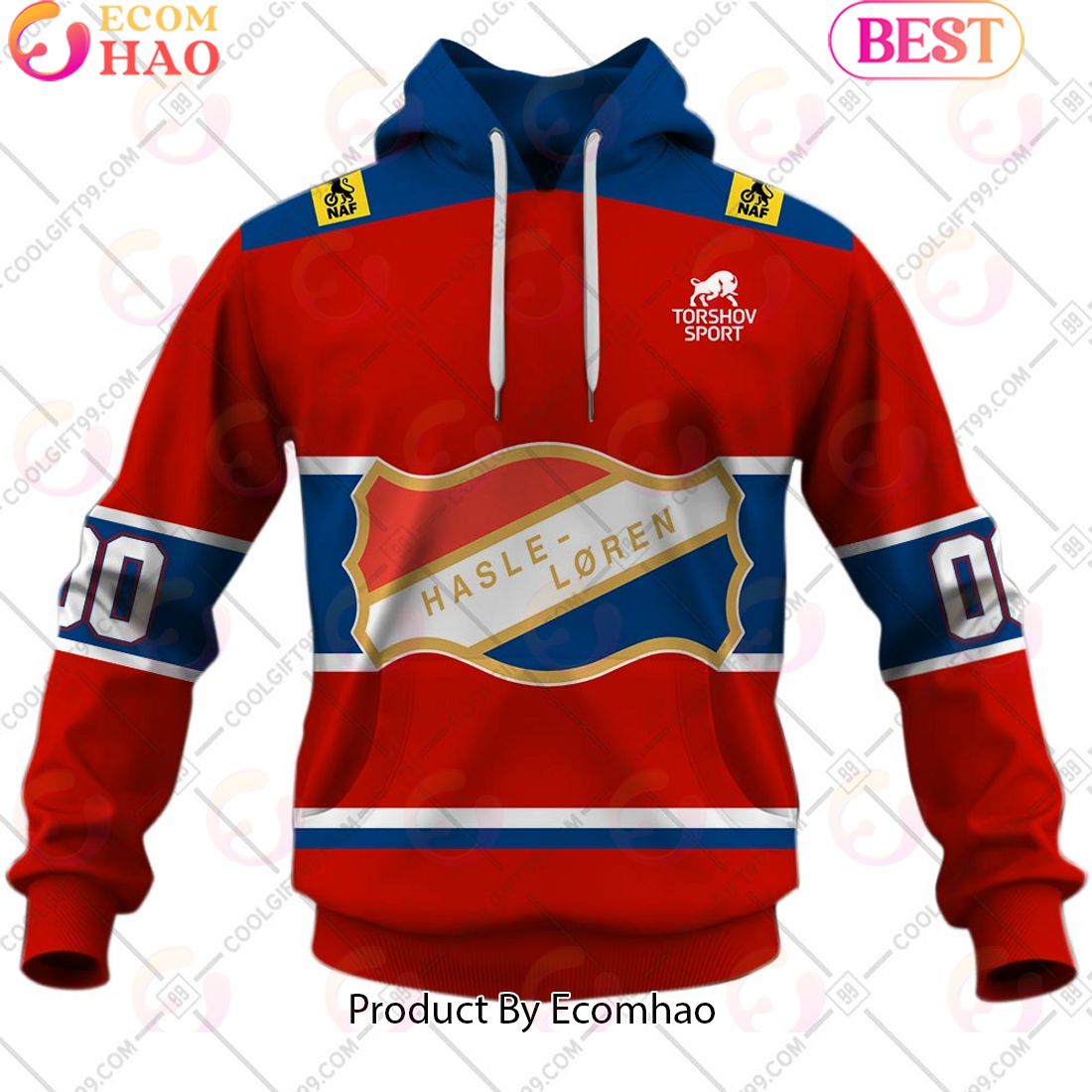 Personalized EHL Hasle Loren Ishockey 2324 Home Jersey Style 3D Hoodie