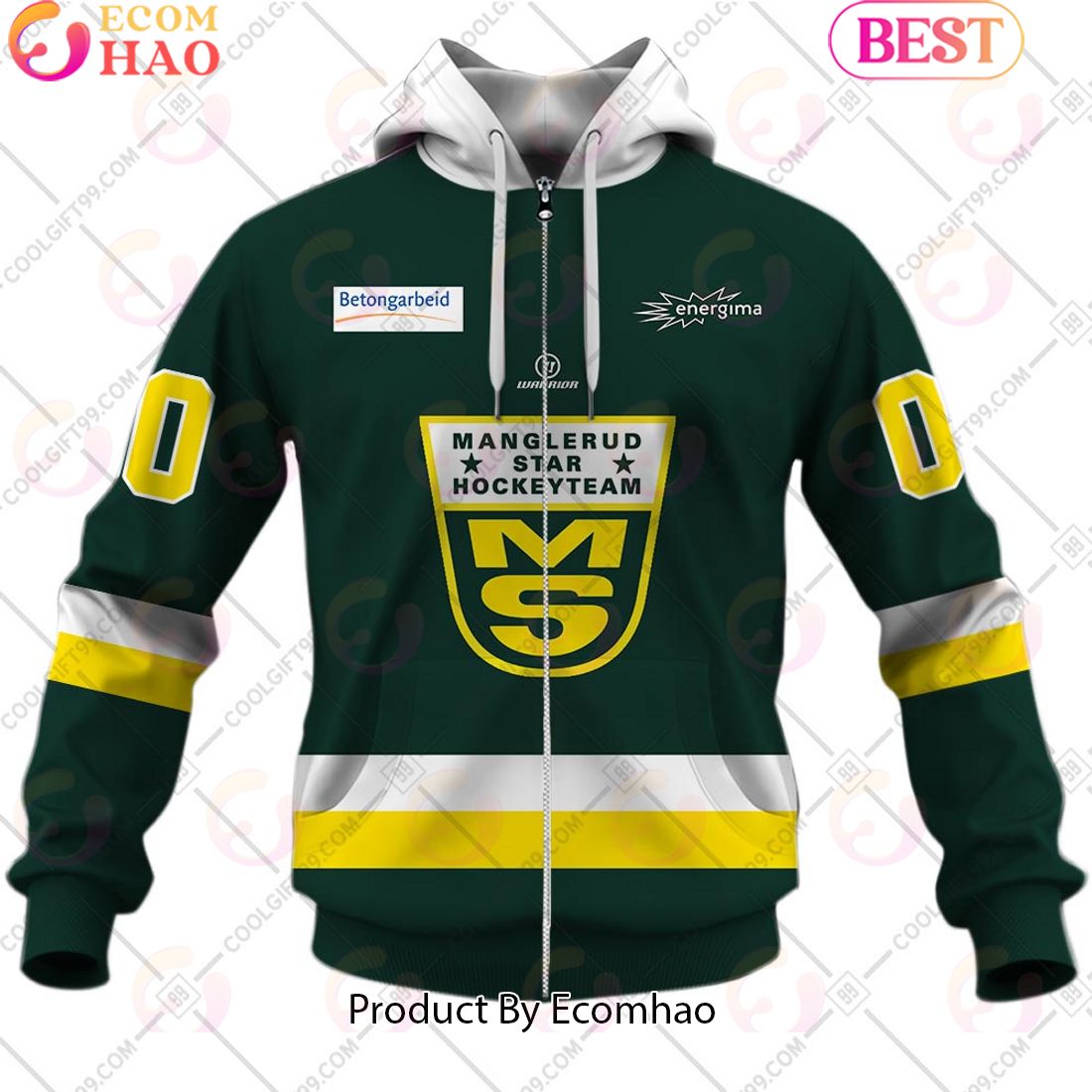 Personalized EHL Manglerud Star Ishockey 2324 Home Jersey Style 3D Hoodie