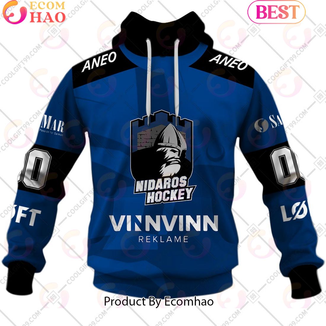 Personalized EHL Nidaros Hockey 2324 Home Jersey Style 3D Hoodie