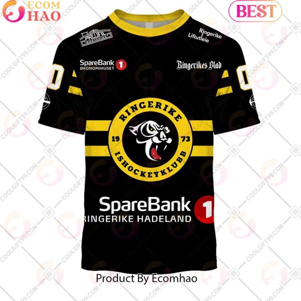 Personalized EHL Ringerike Panthers 2324 Home Jersey Style 3D Hoodie