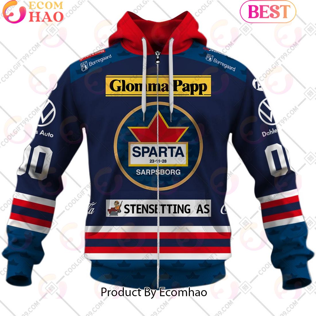 Personalized EHL Sparta Sarpsborg 2324 Home Jersey Style 3D Hoodie