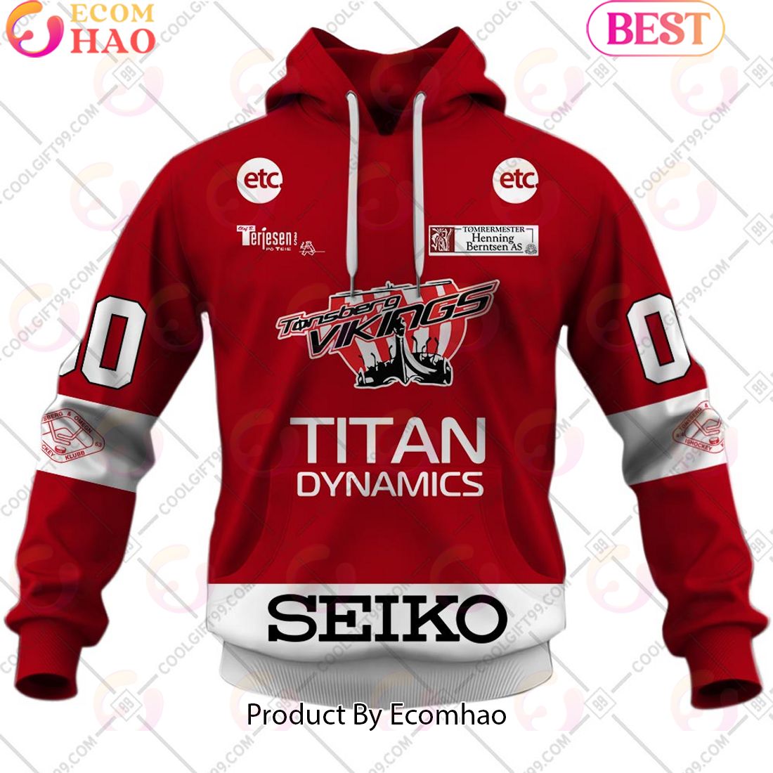 Personalized EHL Tonsberg Vikings 2324 Home Jersey Style 3D Hoodie