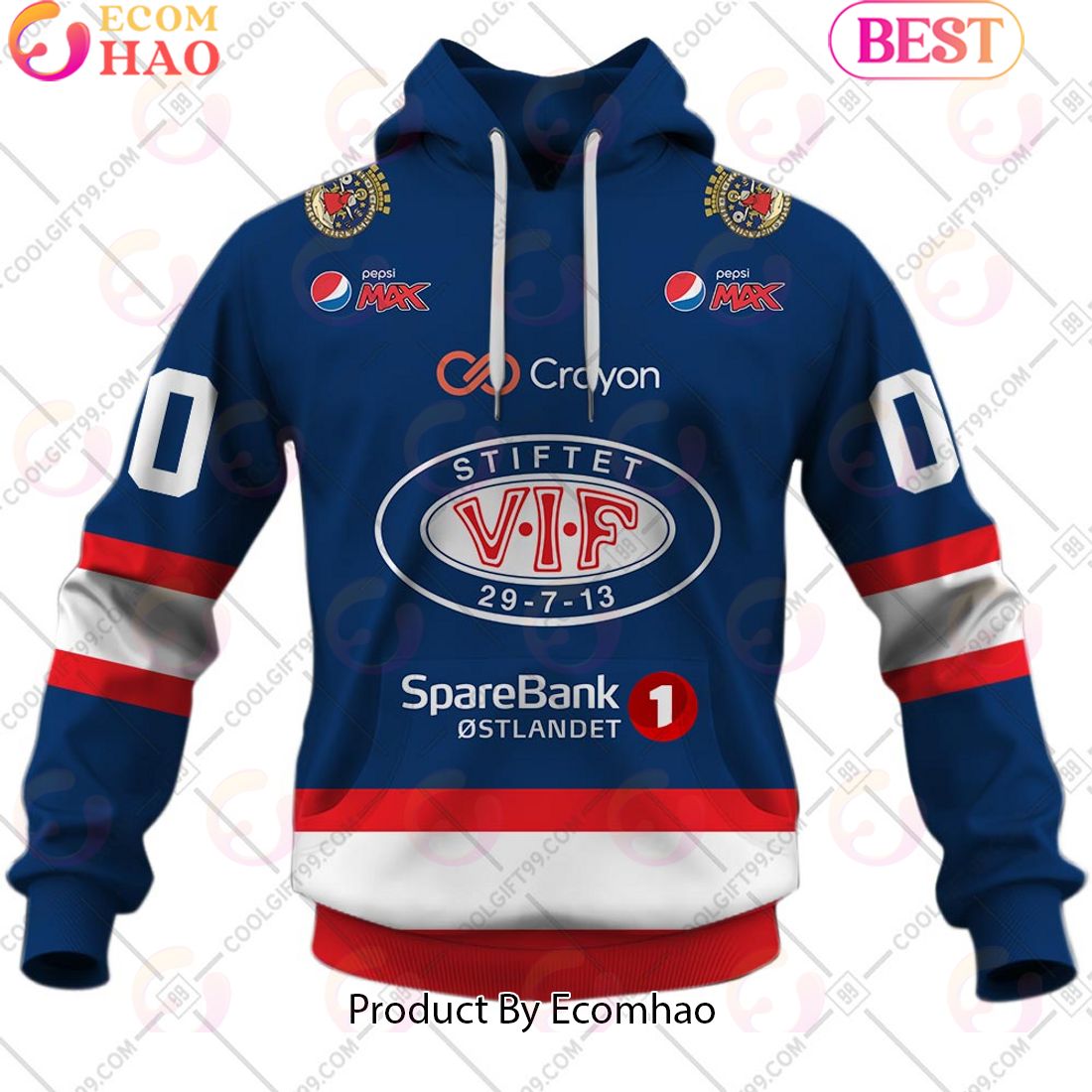 Personalized EHL Valerenga Ishockey 2324 Home Jersey Style 3D Hoodie