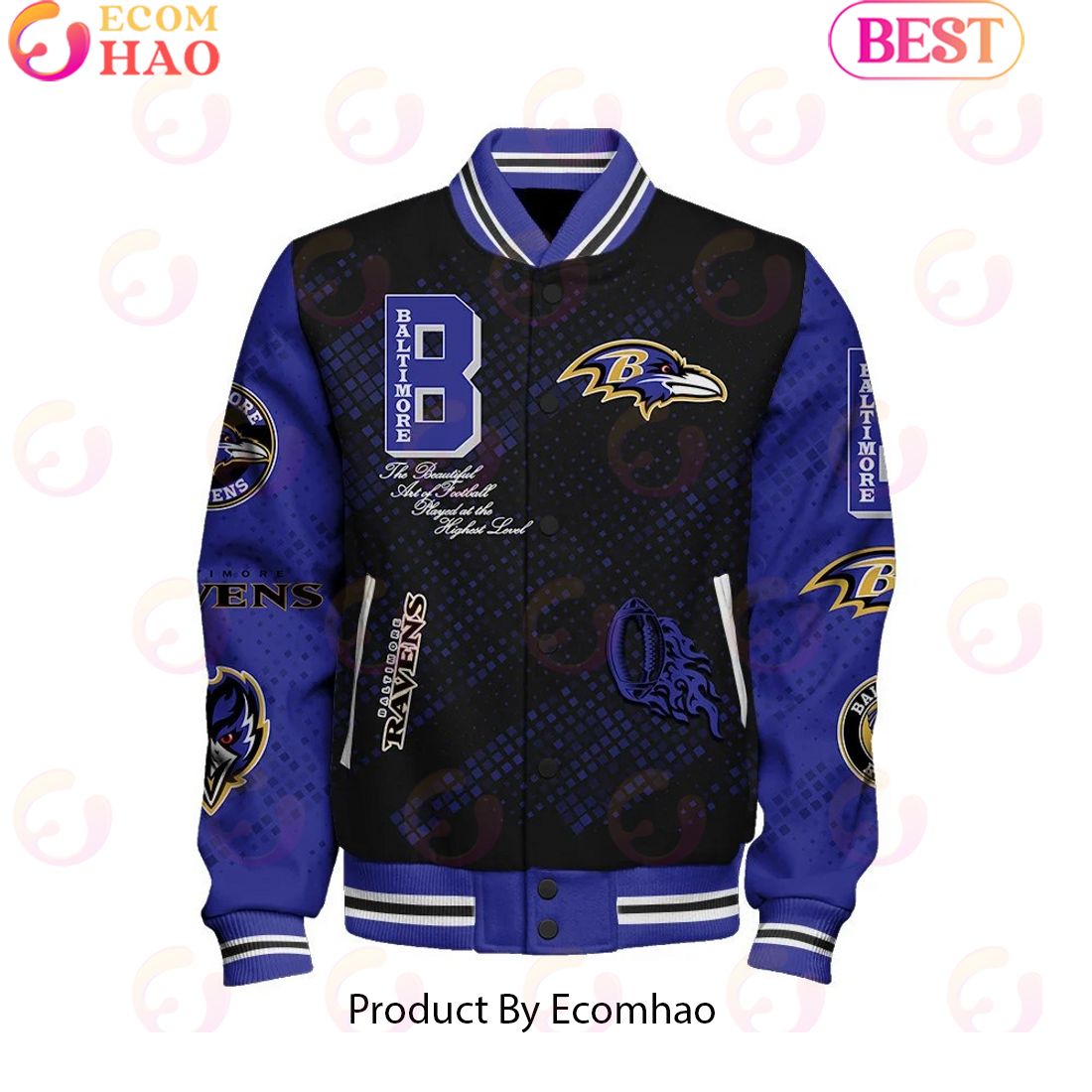 NFL Baltimore Ravens Baseball Jacket, Sport Jacket, FootBall Fan Gifts