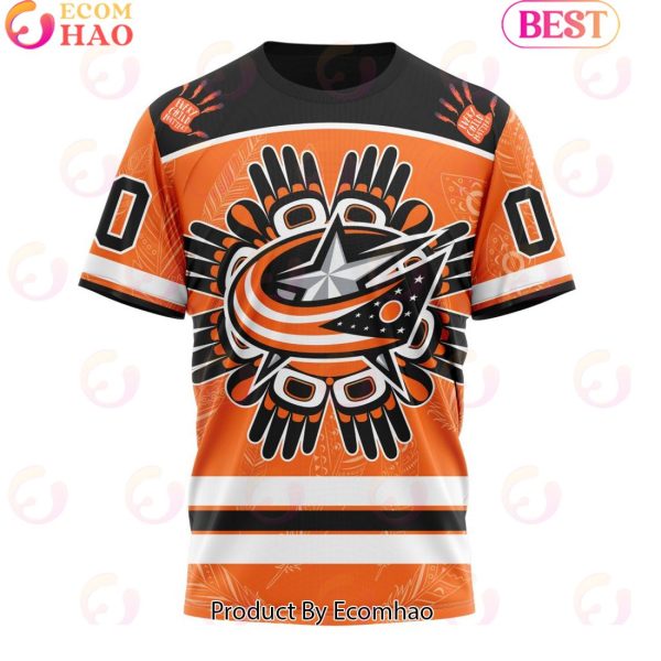 Personalized NHL Columbus Blue Jackets Special National Day For Truth And Reconciliation Design 3D Hoodie