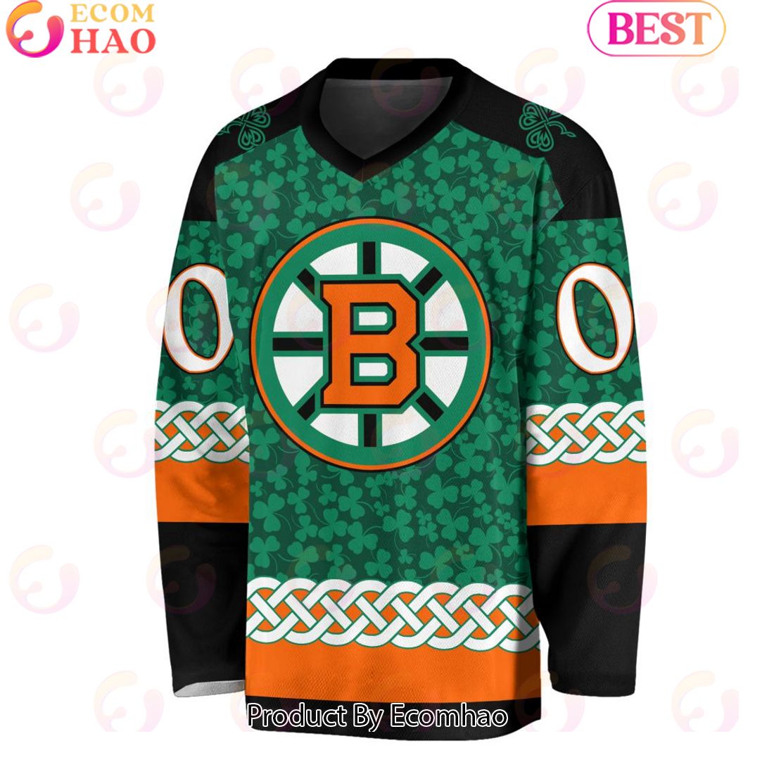 NHL Boston Bruins Special St.Patrick’s Day Design Vneck Long Sleeve Shirt