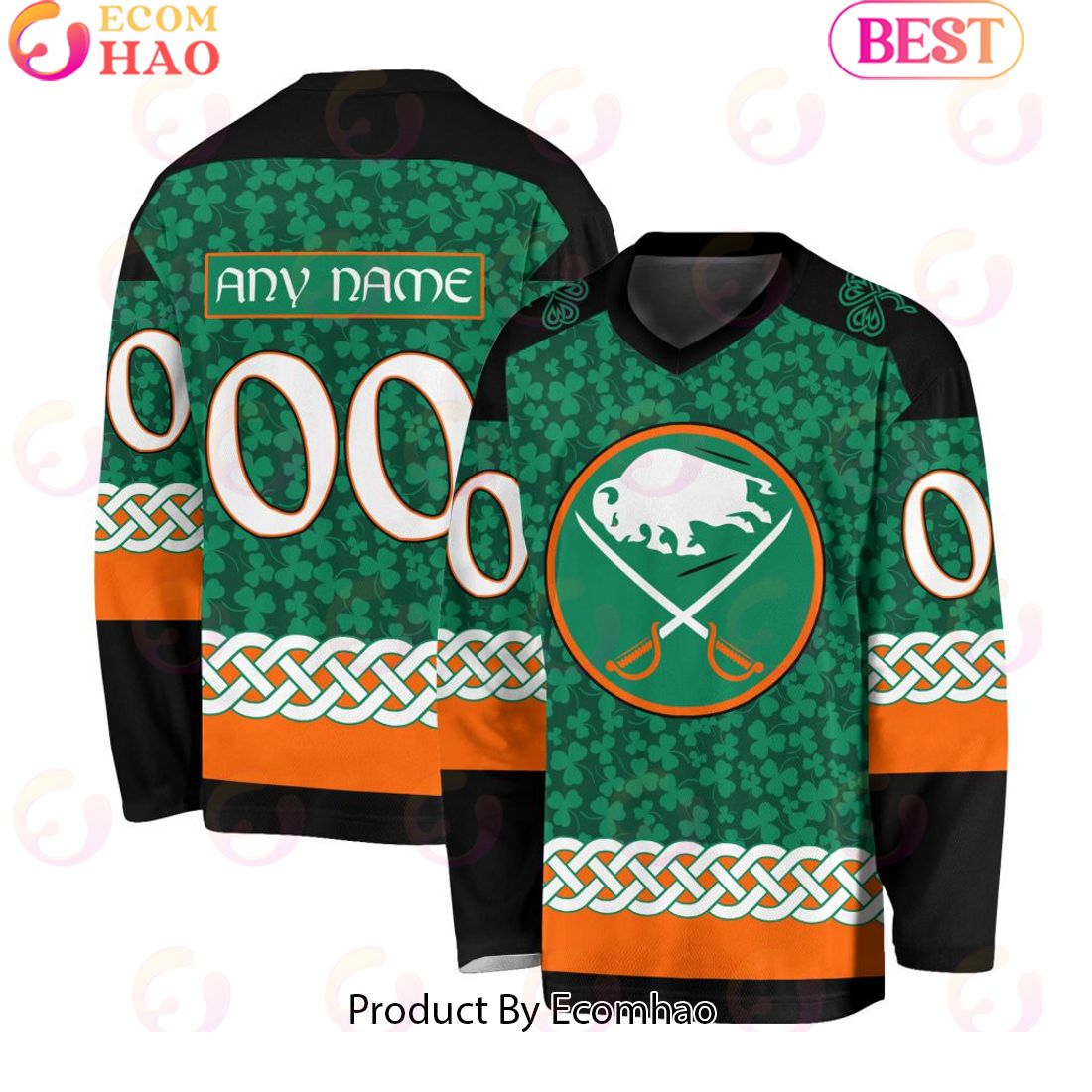 NHL Boston Bruins Special St.Patrick’s Day Design Vneck Long Sleeve Shirt