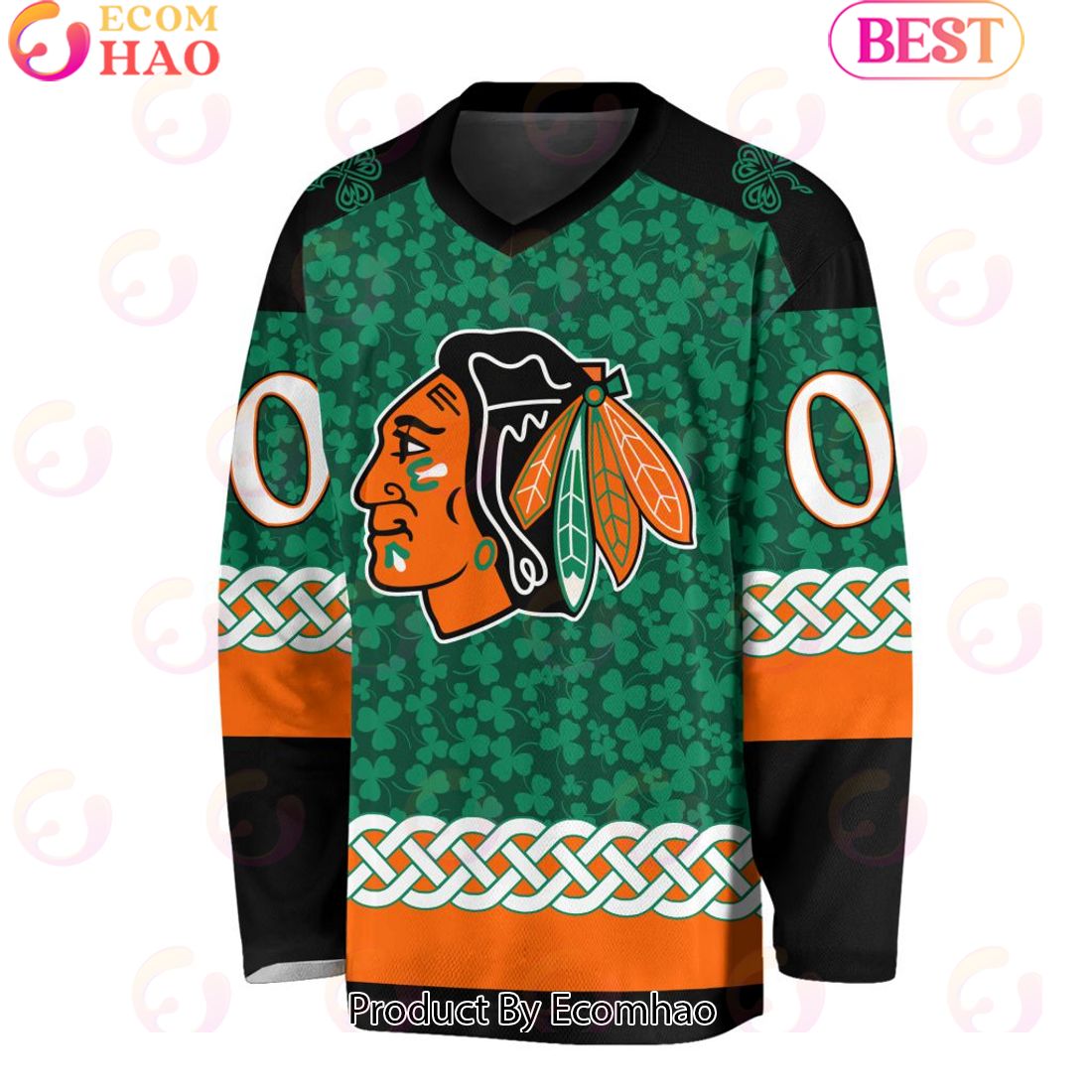 NHL Chicago Blackhawks Special St.Patrick’s Day Design Vneck Long Sleeve Shirt