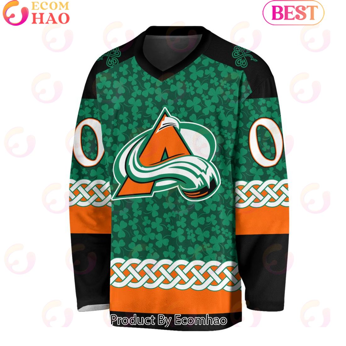 NHL Colorado Avalanche Special St.Patrick’s Day Design Vneck Long Sleeve Shirt