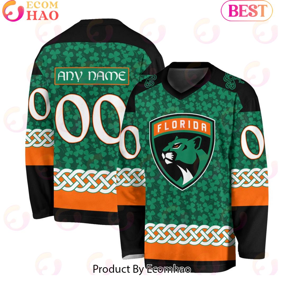 NHL Florida Panthers Special St.Patrick’s Day Design Vneck Long Sleeve Shirt