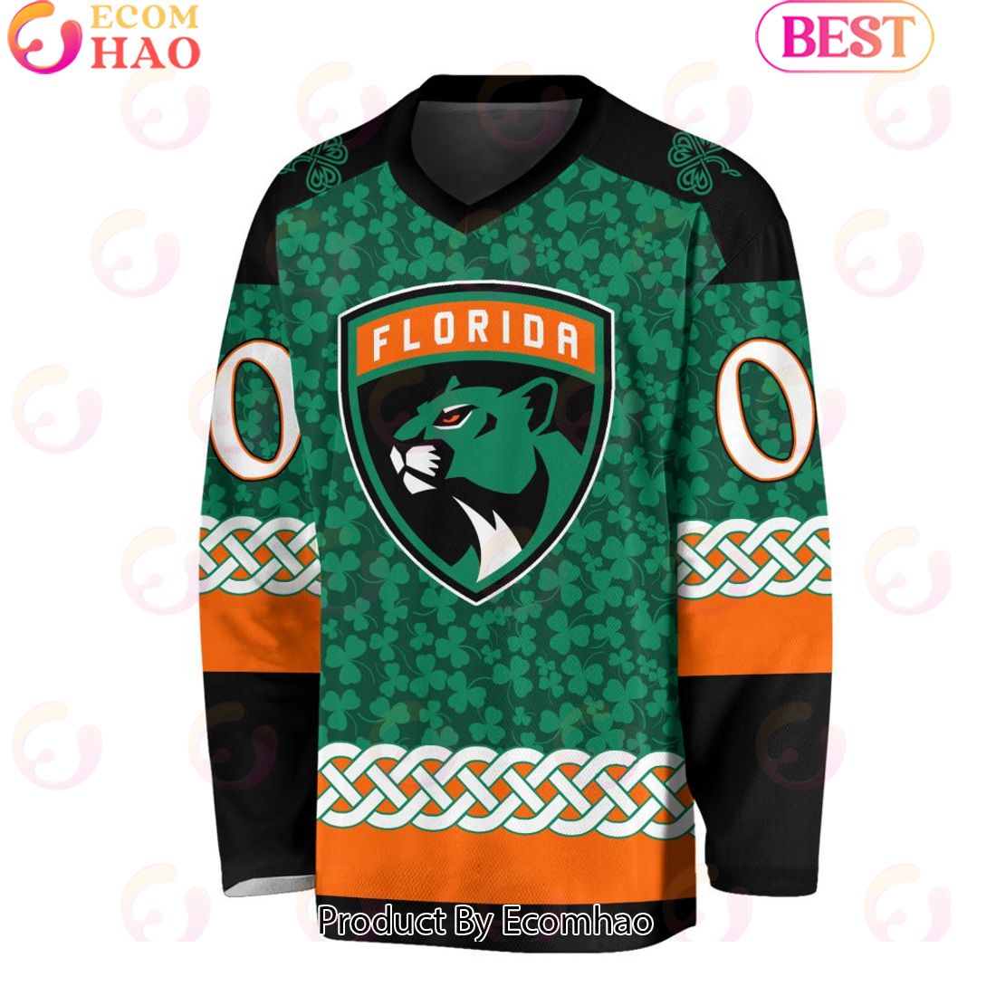 NHL Florida Panthers Special St.Patrick’s Day Design Vneck Long Sleeve Shirt