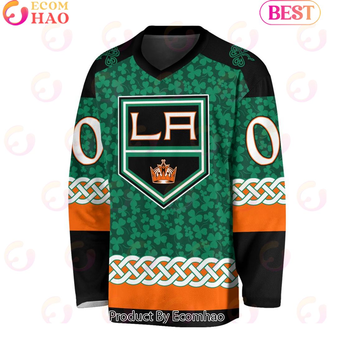 NHL Los Angeles Kings Special St.Patrick’s Day Design Vneck Long Sleeve Shirt