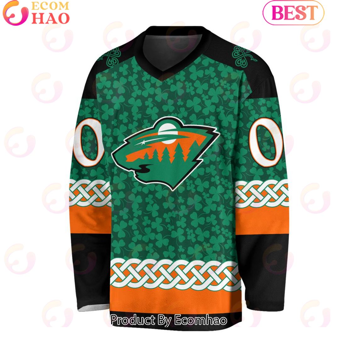 NHL Minnesota Wild Special St.Patrick’s Day Design Vneck Long Sleeve Shirt